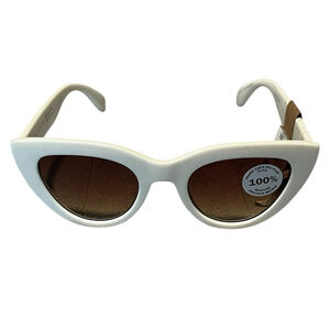Beeline Sunglasses White Frames Brown Lens 100% UV NEW Fashionable Cat Eye Shape